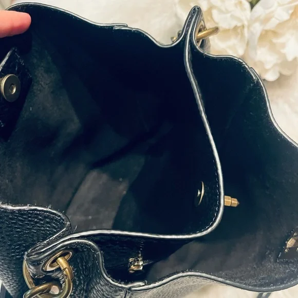 Rebecca Minkoff Black Pebbled Leather Darren Brass Studded Hobo - Picture 8 of 16